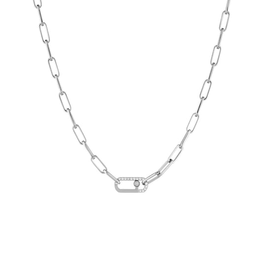 Zilverkleurige LIU JO damesketting met stijlvolle schakels en een unieke sluiting.