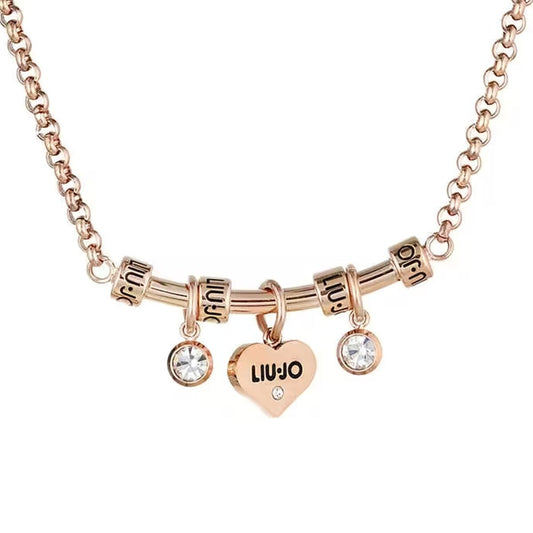 Gouden LIU JO ketting met hartvormige hanger en strass details.