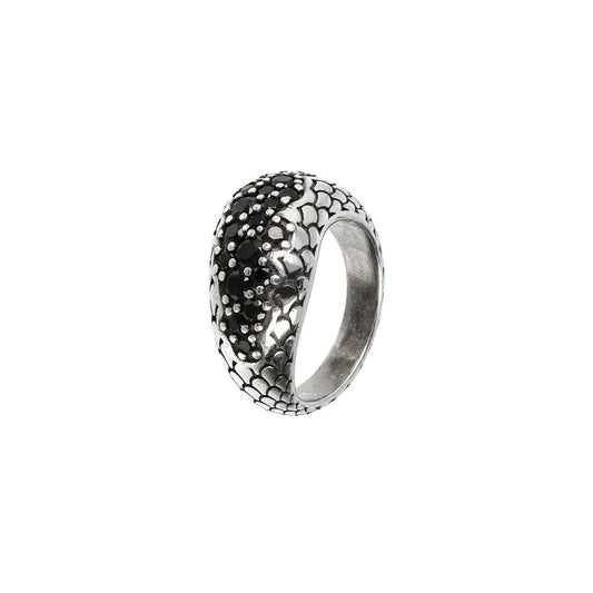Zwart elegante ring van Albert M. met een uniek design en gedetailleerde afwerking.