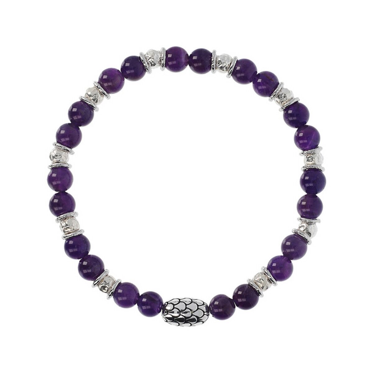 Stijlvolle paarse Albert M. armband met exclusief ontwerp en zilveren details.