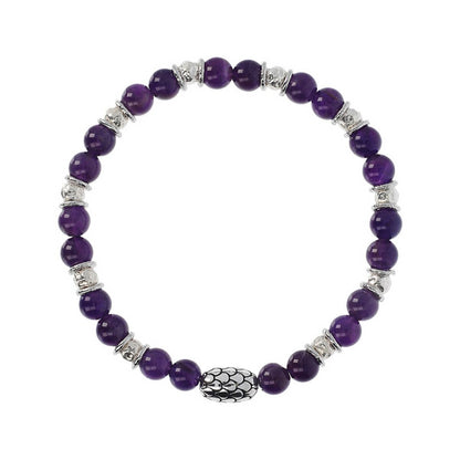 Stijlvolle paarse Albert M. armband met exclusief ontwerp en zilveren details.