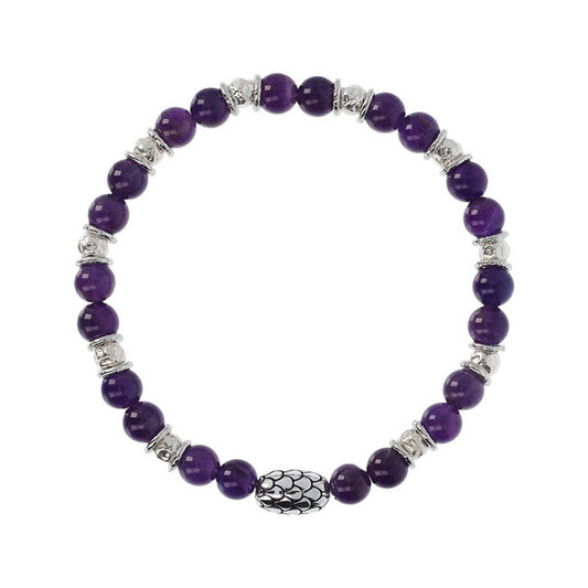 Stijlvolle paarse Albert M. armband met exclusief ontwerp en zilveren details.