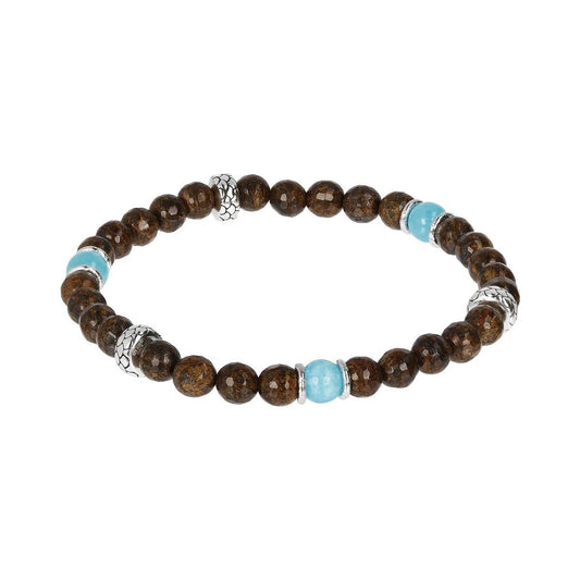 Trendy armband van Albert M. met bruin en blauw, stijlvol en elegant ontwerp.