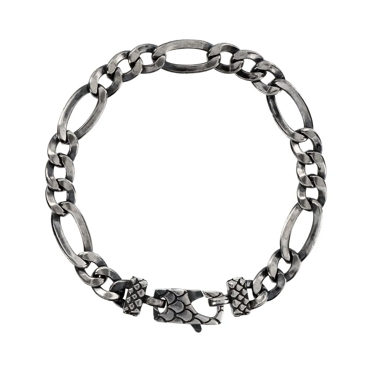 Stijlvolle, moderne Albert M. armband in zilverkleur met schakelontwerp.