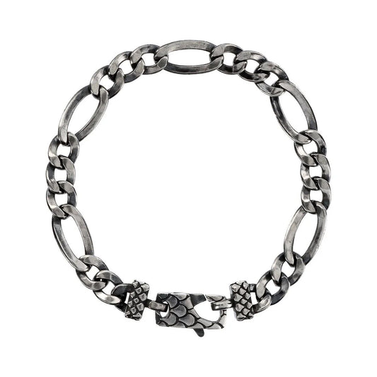 Stijlvolle, moderne Albert M. armband in zilverkleur met schakelontwerp.