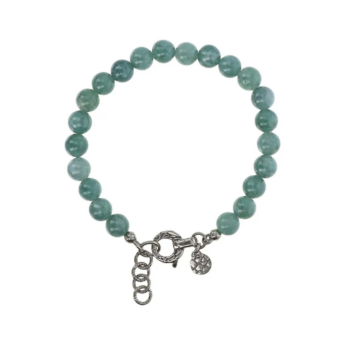 Elegante groene Albert M. armband met ronde kralen en een zilverkleurige sluiting.