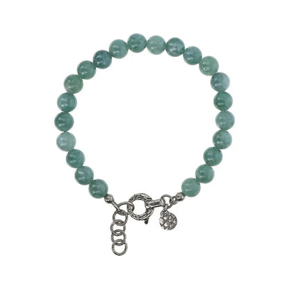 Elegante groene Albert M. armband met ronde kralen en een zilverkleurige sluiting.