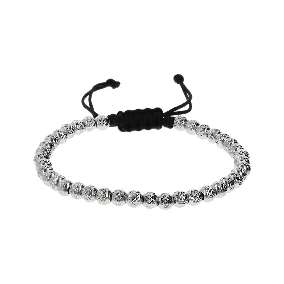 Detail van de zilverkleurige Albert M. armband met elegante kralen en verstelbare sluiting.