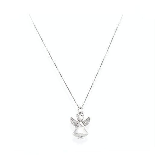 Zilveren Amen ketting voor dames met elegante engel pendant, perfect voor elke gelegenheid.