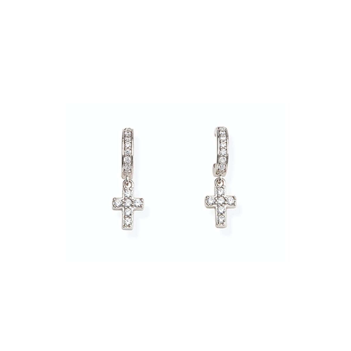 Elegante zilverkleurige Amen oorbellen met een kruisje, perfect voor elke gelegenheid.