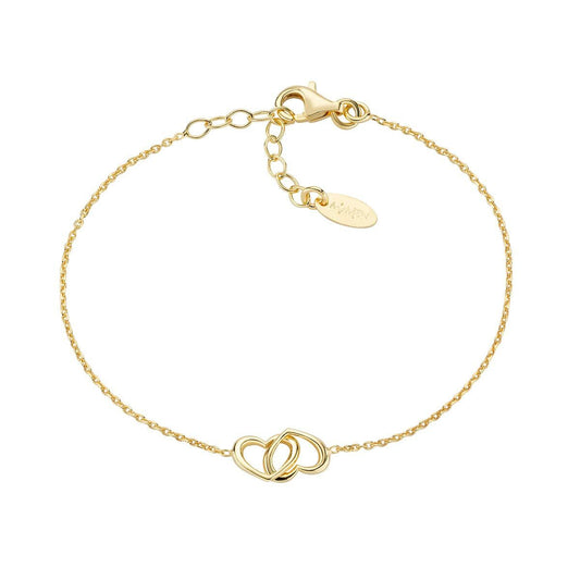 Gouden Amen armband met elegante dubbele hartjes, perfect voor elke outfit.