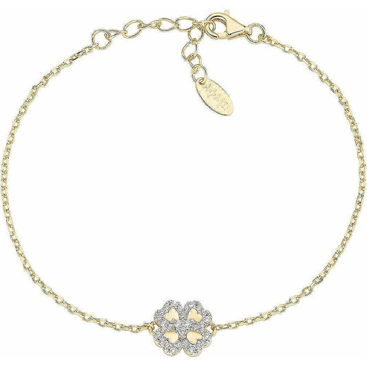 Zilverkleurige Amen armband voor dames met een elegant ontwerp en bloemmotief.