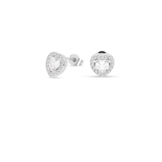 LIU JO LJ2254 zilverkleurige oorbellen met elegante hartvorm en sprankelende details.