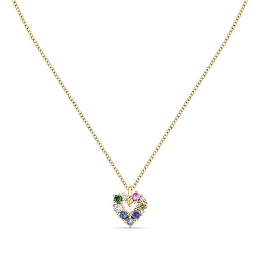 Morellato zilveren ketting met elegant hartvormig hanger, versierd met kleurrijke stenen.