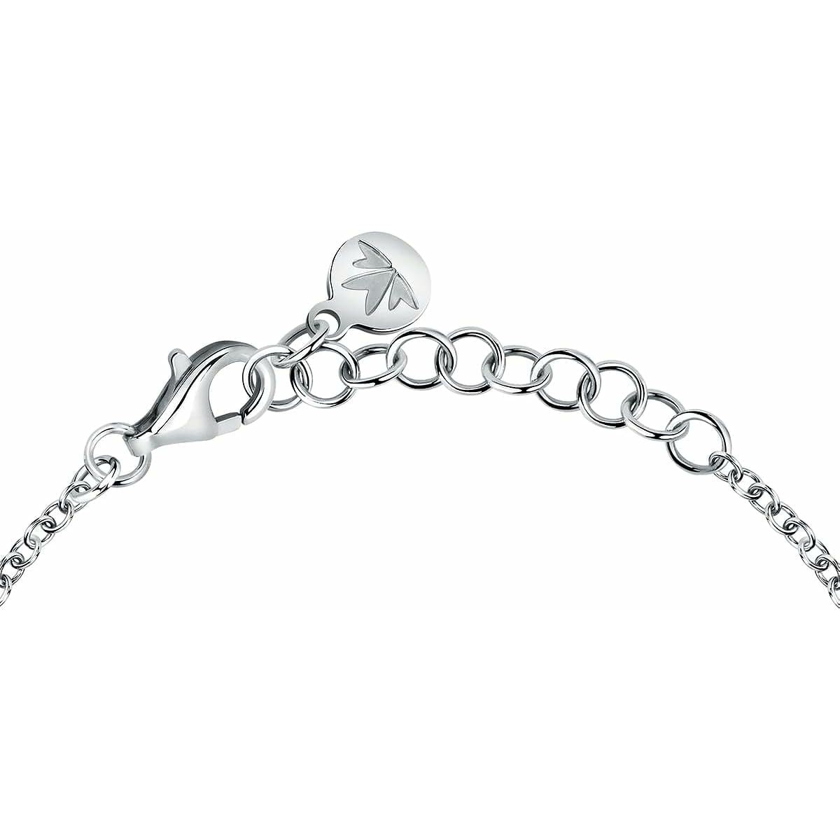 Detail van de zilveren Morellato armband met sluiting en merklogo.
