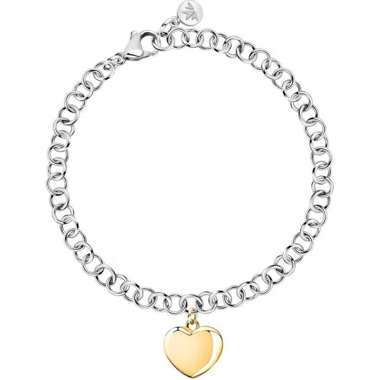 Zilverkleurige Morellato armband met een gouden hartje als hanger.