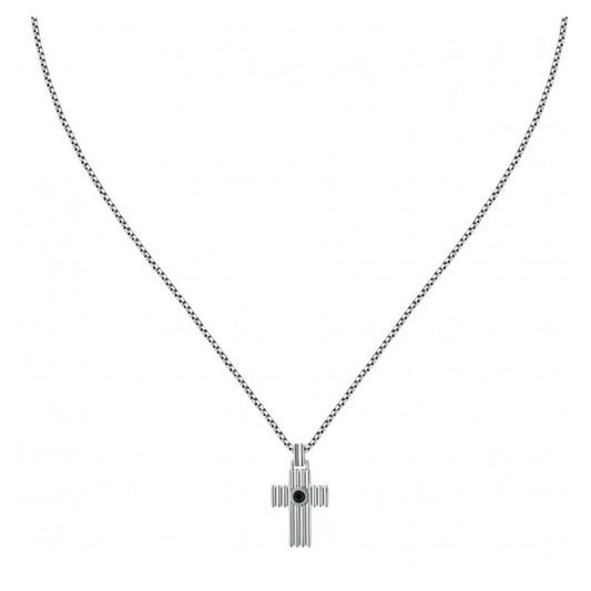 Morellato Motown zilverkleurige ketting met elegant kruisontwerp.