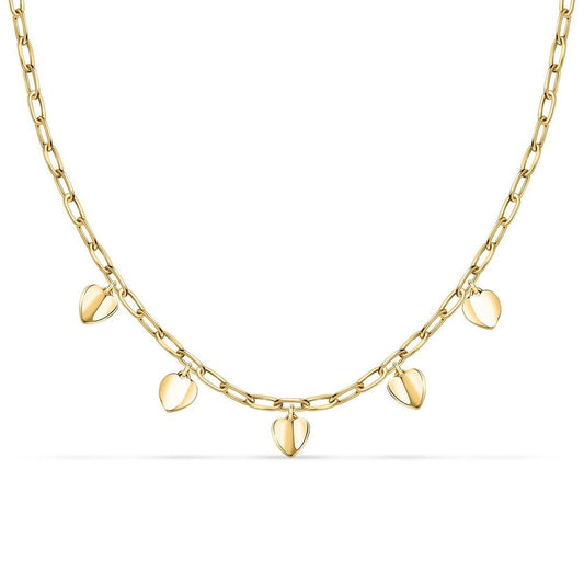 Gouden Morellato ketting met elegante hartvormige hangers en schakels.