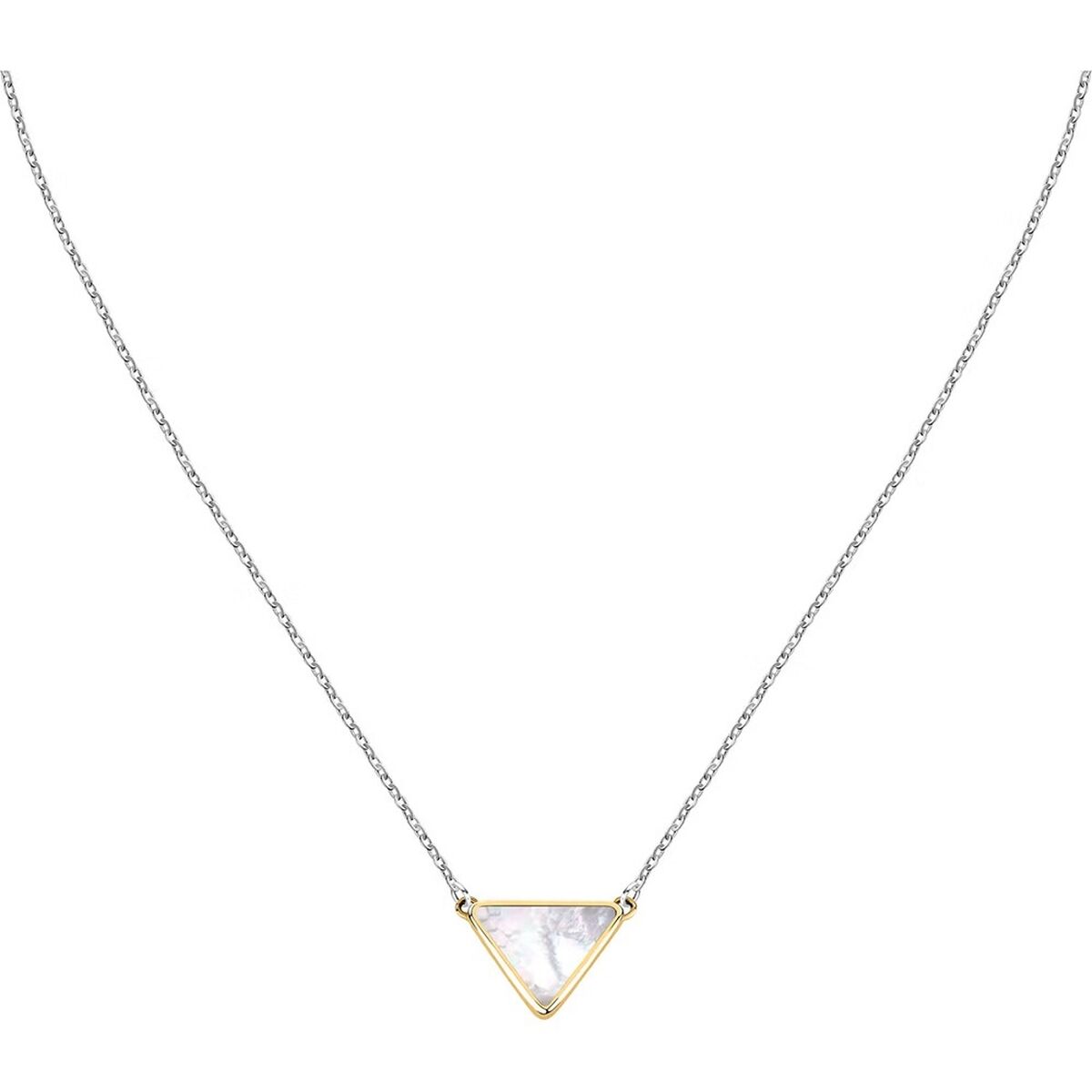 Zilverkleurige Morellato ketting met elegante driehoekige hanger van marmer.