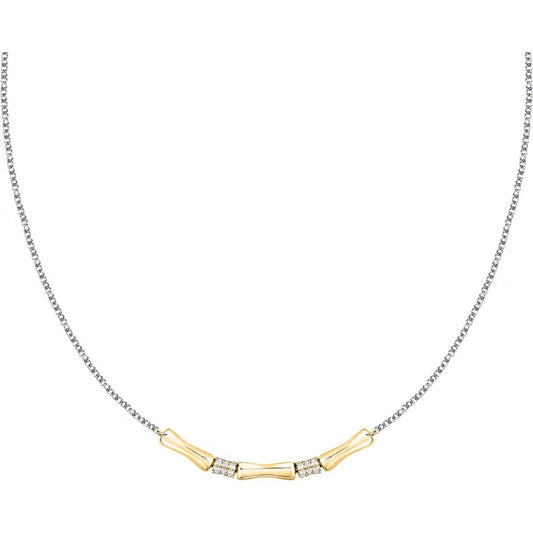 Zilverkleurige Morellato ketting met gouden accenten en strass, elegant ontwerp.