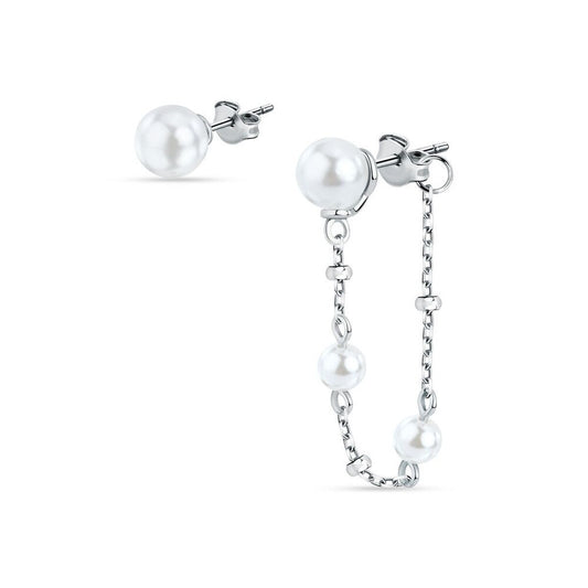 Zilverkleurige Morellato oorbellen met elegante parel en schakelontwerp.