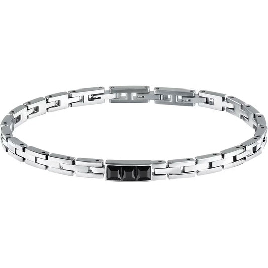 Zilverkleurige Morellato MOTOWN armband met stijlvolle schakels en zwart detail.