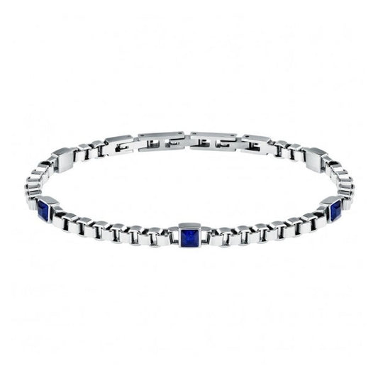 Morellato MOTOWN zilverkleurige armband met elegante schakels en blauwe details.