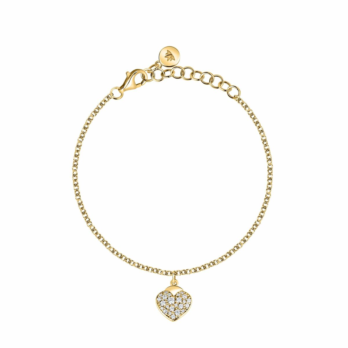 Detail van de elegante Morellato armband in zilver met een hartvormige hanger.