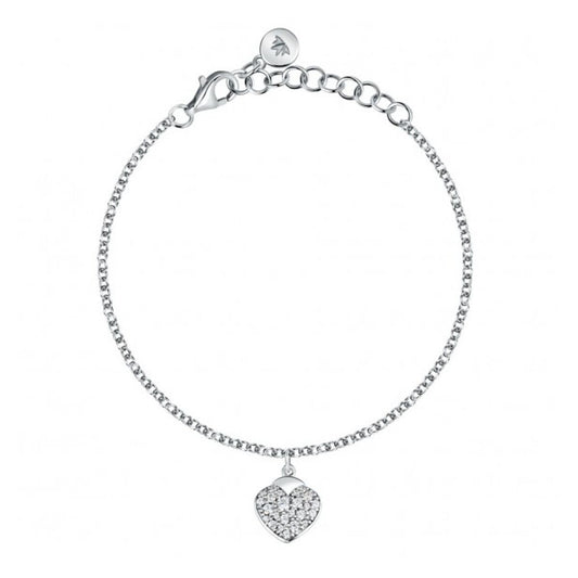 Morellato TALISMANI zilverkleurige armband met hartvormige hanger en sprankelende details.