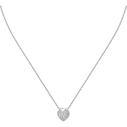 Zilverkleurige Morellato ketting met hartvormige hanger, elegant en stijlvol ontwerp.