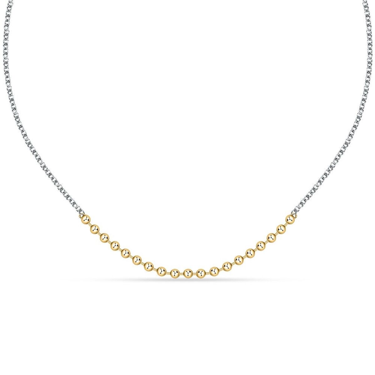 Zilverkleurige Morellato damesketting met elegante gouden bolletjes in het midden.