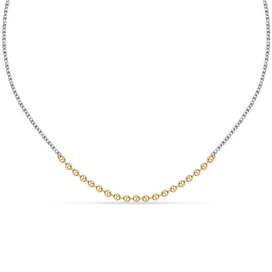 Zilverkleurige Morellato damesketting met elegante gouden bolletjes in het midden.