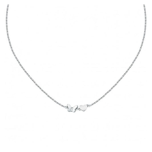 Zilverkleurige Morellato TALISMANI ketting met elegante vlinder- en hartbedels.