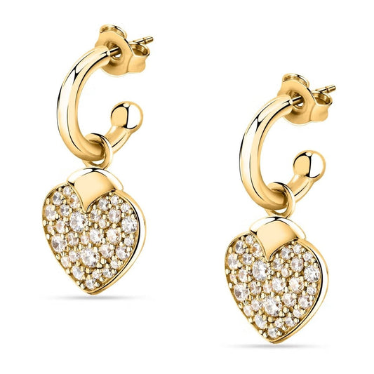 Gouden Morellato TALISMANI oorbellen met hartvormige hanger en sprankelende details.