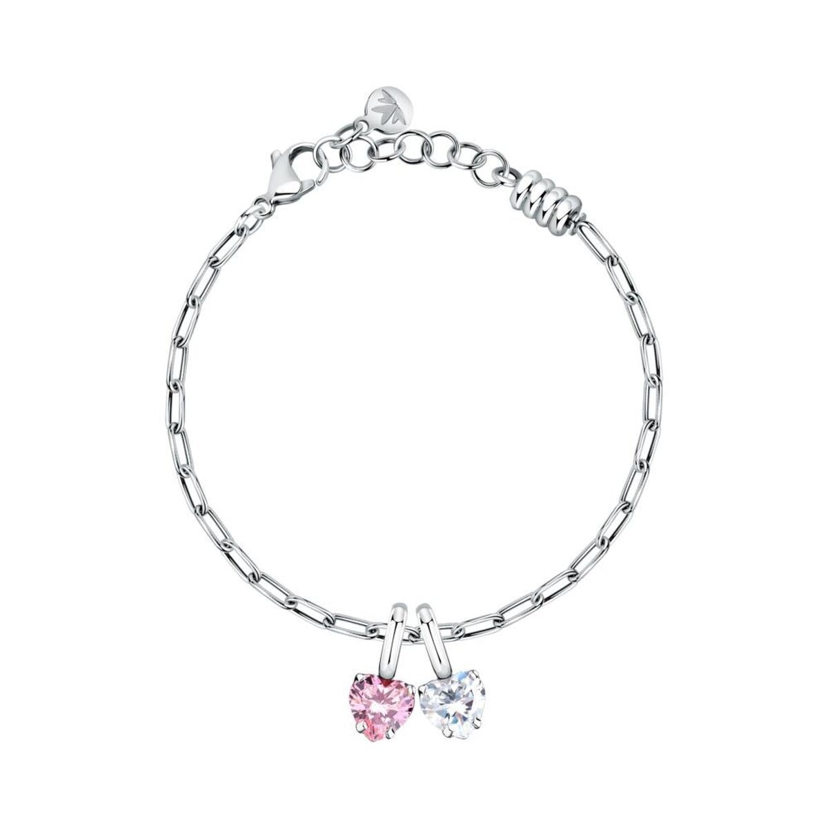 Morellato DROPS zilverkleurige armband met twee hartvormige edelstenen.