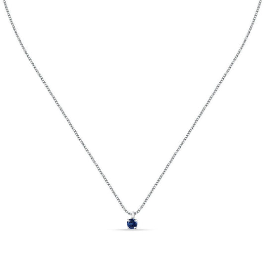 Zilverkleurige Morellato ketting voor dames met een elegante hanger en blauwe steen.