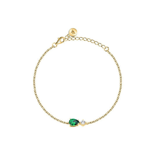 Morellato damesarmband in goud met groene en witte stenen, elegant ontwerp.