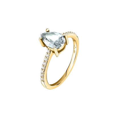 Gouden Morellato ring met elegante afwerking en een druppelvormige steen.