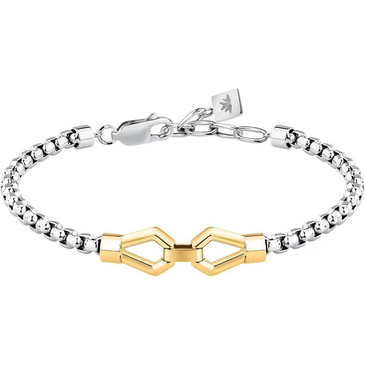 Morellato MOTOWN armband voor dames, zilverkleurig roestvrij staal met gouden sluiting.