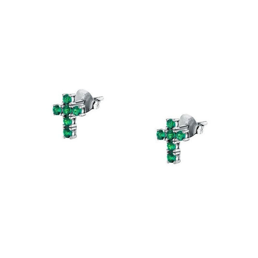 Elegante groene Morellato oorbellen met kruisontwerp, perfect voor elke gelegenheid.