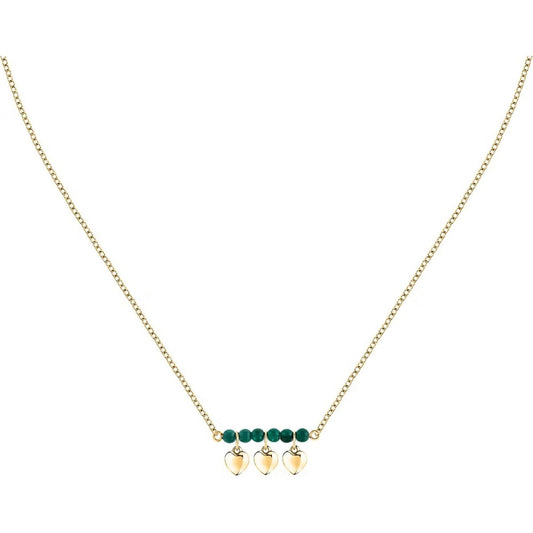 Morellato TALISMANI gouden ketting met drie hartjes en groene details.