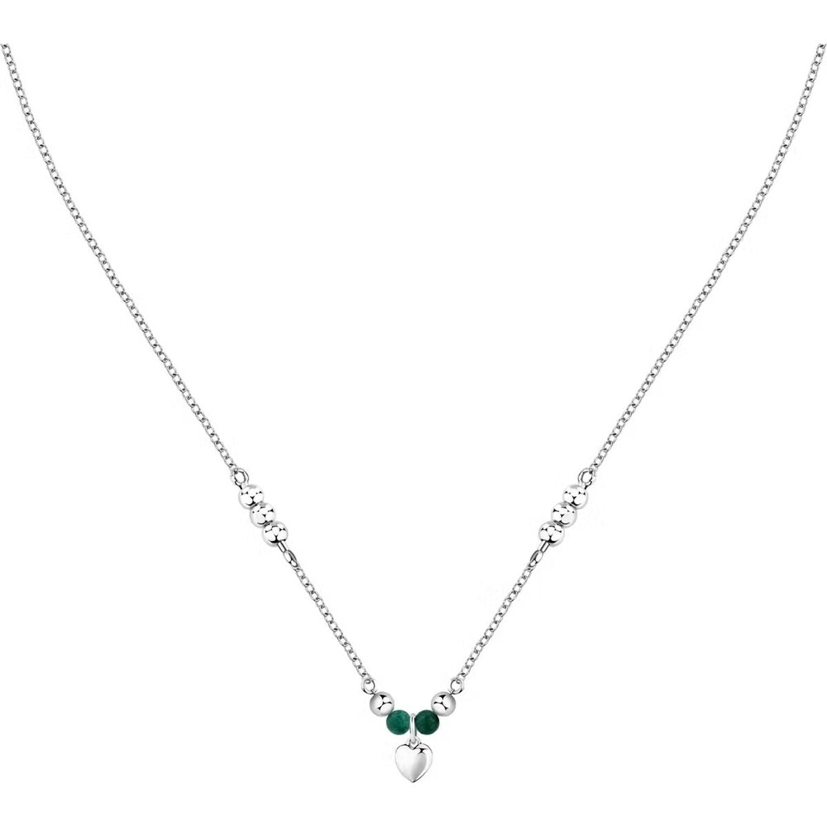 Zilverkleurige Morellato TALISMANI ketting met hartje en groene details.