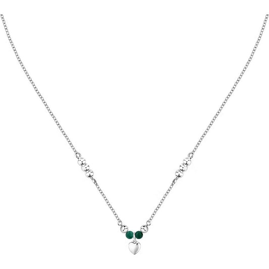 Zilverkleurige Morellato TALISMANI ketting met hartje en groene details.