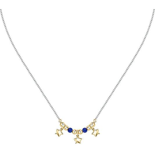 Zilverkleurige Morellato ketting voor dames met sterren en blauwe kralen.