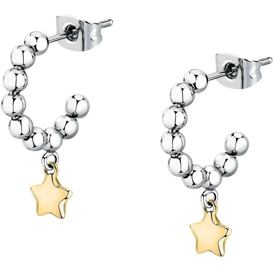 Zilverkleurige Morellato TALISMANI oorbellen met stervormige hanger en bolletjesdesign.