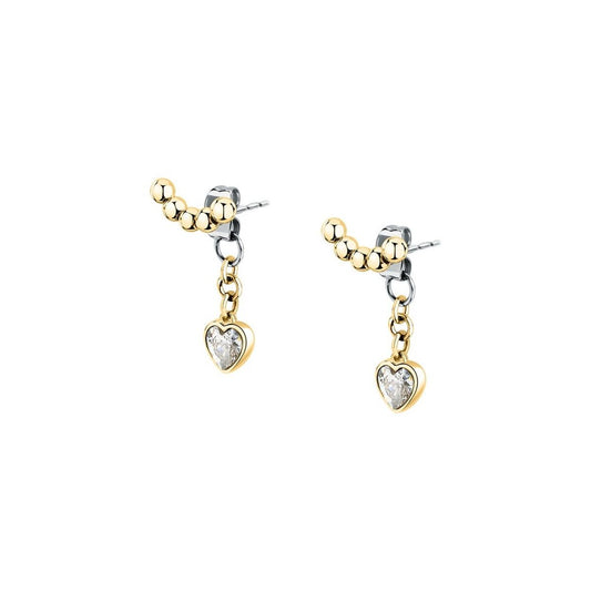 Gouden Morellato oorbellen met hartvormige hanger en elegante details.