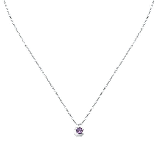 Zilverkleurige Morellato ketting met een paarse edelsteen, elegant en tijdloos design.
