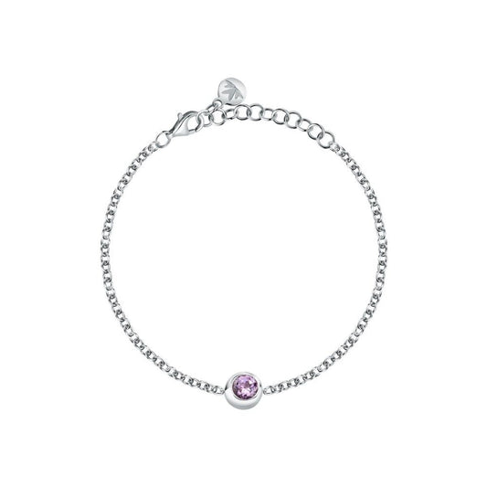 Zilverkleurige Morellato armband met een paarse edelsteen in het midden.