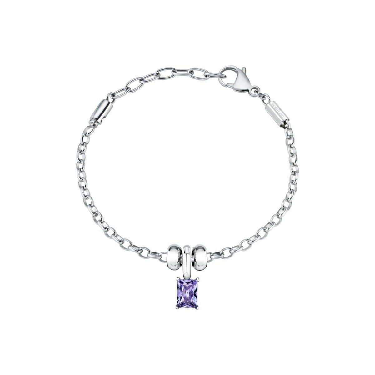 Morellato Dames armband DROPS in zilverkleur met een paarse edelsteen.