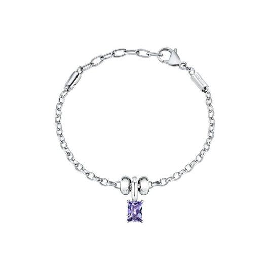 Morellato Dames armband DROPS in zilverkleur met een paarse edelsteen.